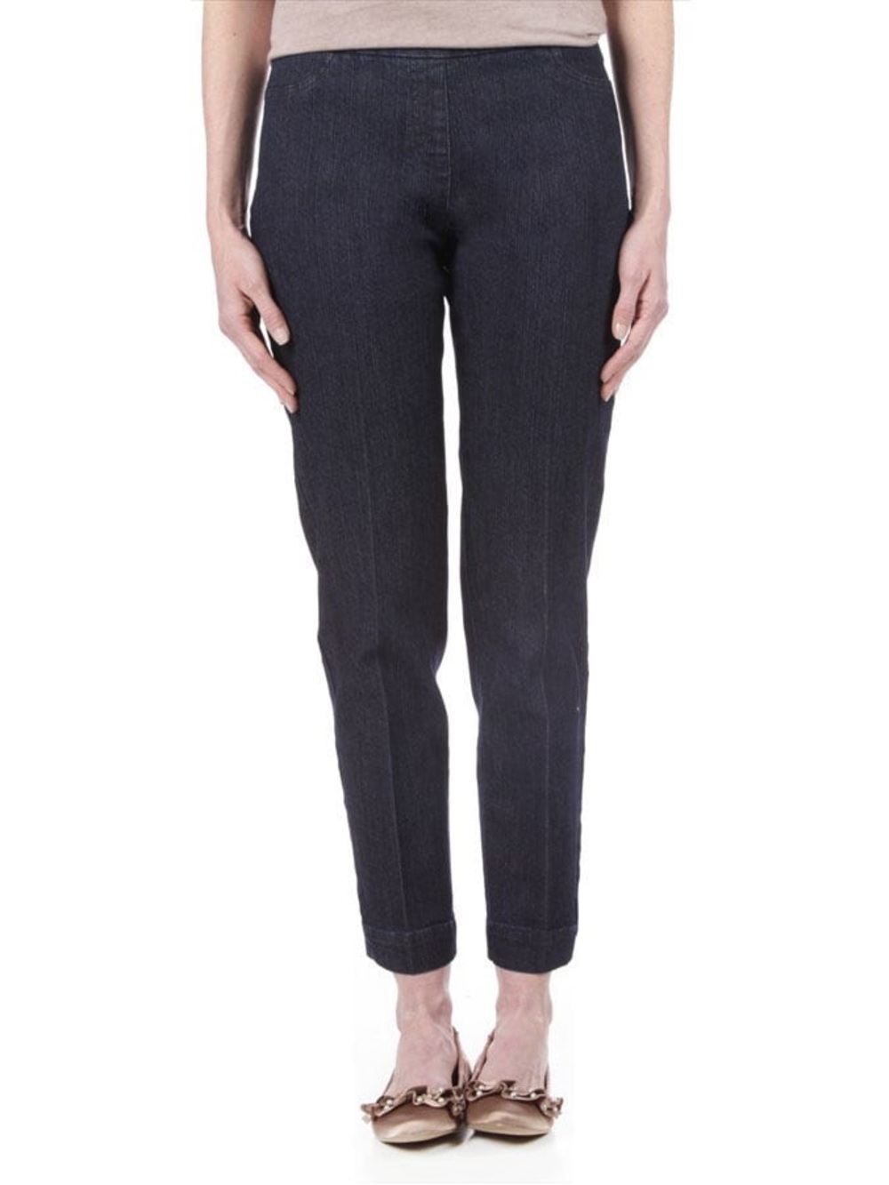 Soft Surroundings Slim Sation Super Stretch Dark Navy Cropped Trousers L 14/16